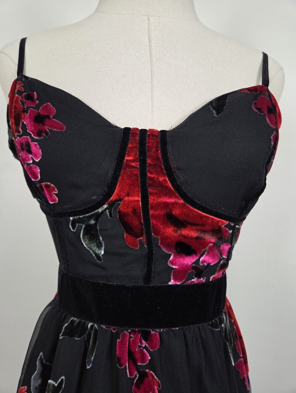 Betsey Johnson Floral High Low Corset Midi Dress Size Small Formal (u) - Picture 6 of 14